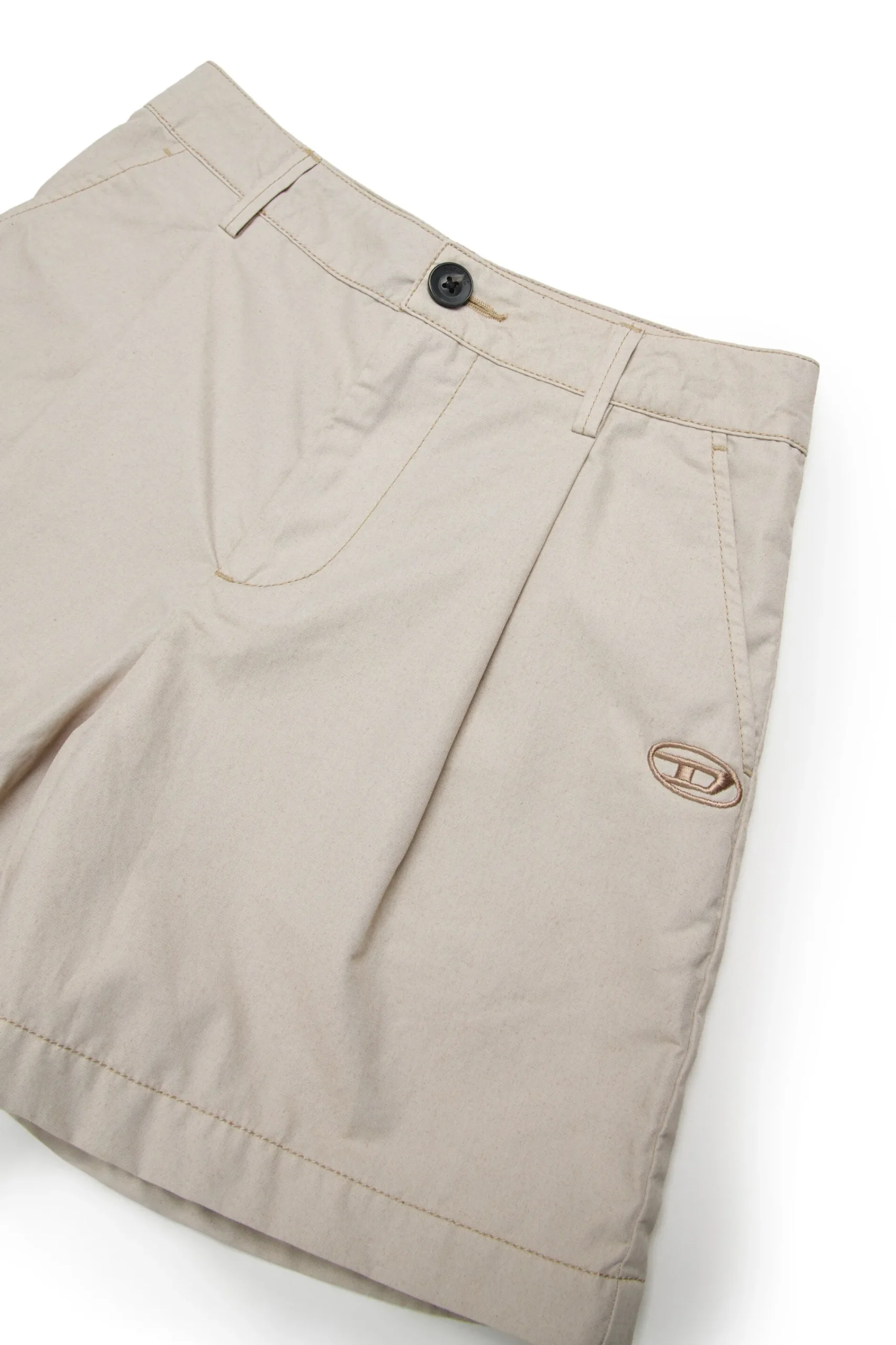 Shorts>DIESEL Shorts with darts and Oval D logo beige