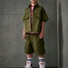 Shirts>DSQUARED2 Short-sleeved shirt with Passport graphics dark olive green