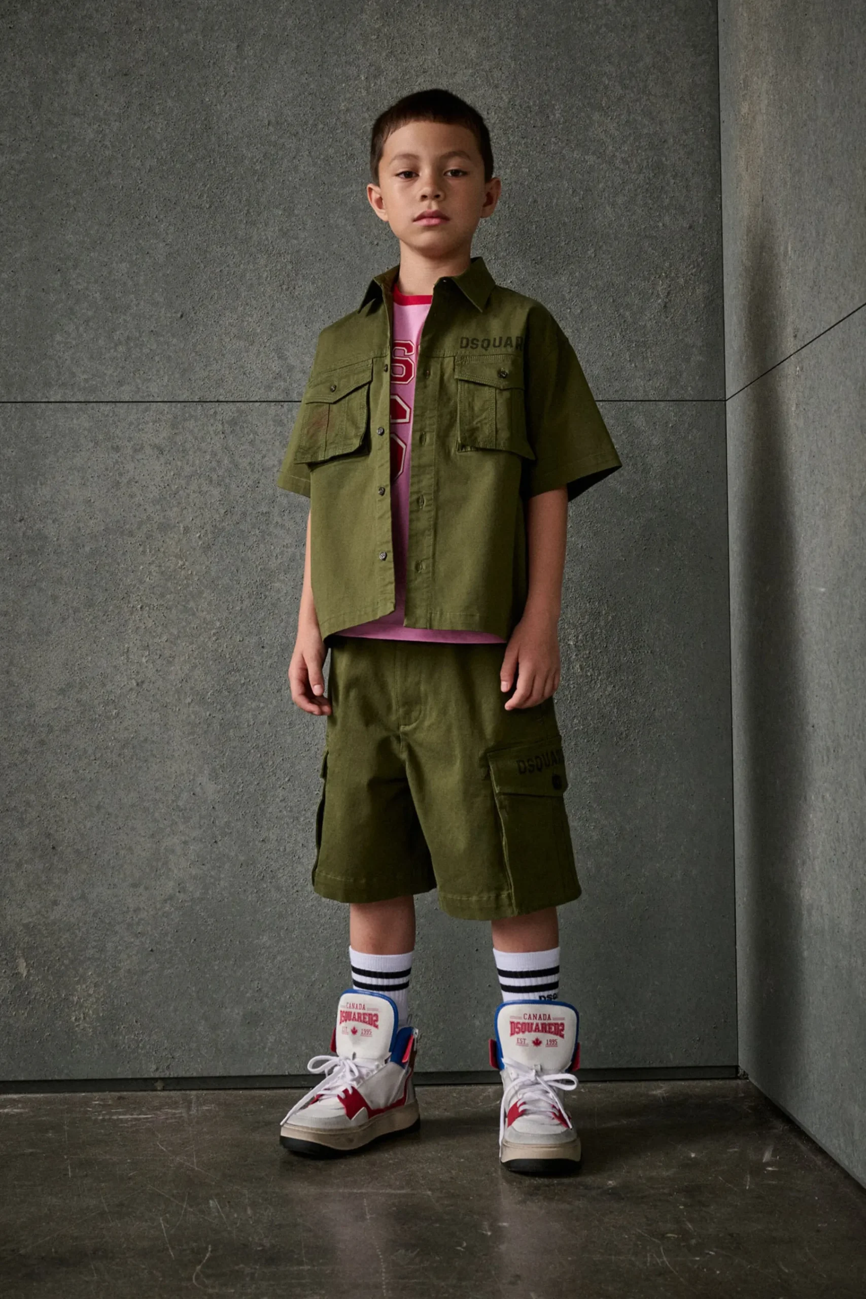 Shirts>DSQUARED2 Short-sleeved shirt with Passport graphics dark olive green