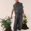 Jackets And Padded Jackets | Denim-Mania>MM6 MAISON MARGIELA Sleeveless black denim jacket Denim Black