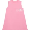 Swimwear | Swimwear>MM6 MAISON MARGIELA Sleeveless cover-up dress with Numeric logo light pink