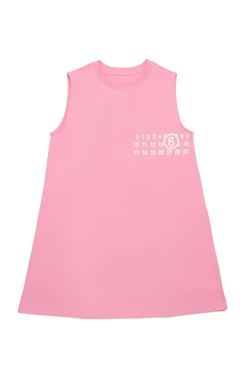 Swimwear | Swimwear>MM6 MAISON MARGIELA Sleeveless cover-up dress with Numeric logo light pink