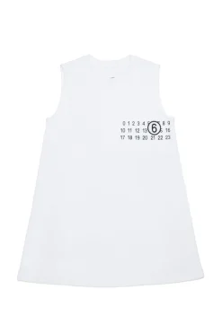 Swimwear | Swimwear>MM6 MAISON MARGIELA Sleeveless cover-up dress with Numeric logo white