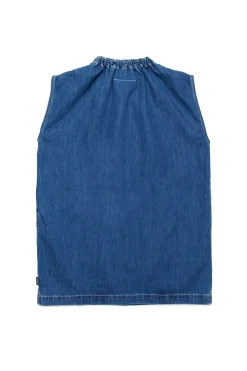 Dresses | Denim-Mania>MM6 MAISON MARGIELA Sleeveless dress in lightweight denim with pockets blue denim