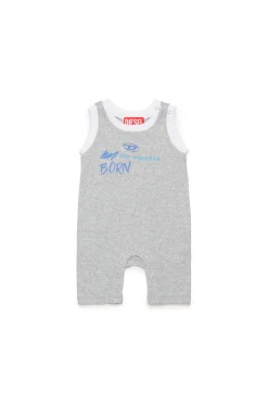 Newborn (0-12M)>DIESEL Sleeveless jumpsuit with Born for Success graphics grey melange