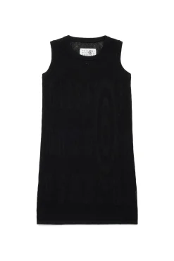 Dresses>MM6 MAISON MARGIELA Sleeveless mesh dress with Stretched logo black