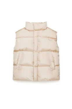 Jackets And Padded Jackets | Jackets And Padded Jackets>MM6 MAISON MARGIELA Sleeveless padded jacket with Numeric logo beige