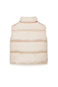 Jackets And Padded Jackets | Jackets And Padded Jackets>MM6 MAISON MARGIELA Sleeveless padded jacket with Numeric logo beige