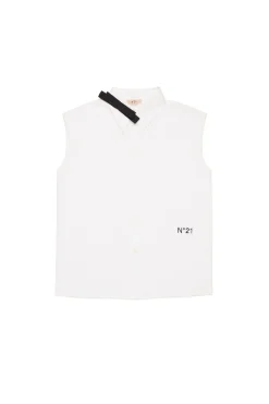 Shirts>N°21 Sleeveless poplin shirt with bow white