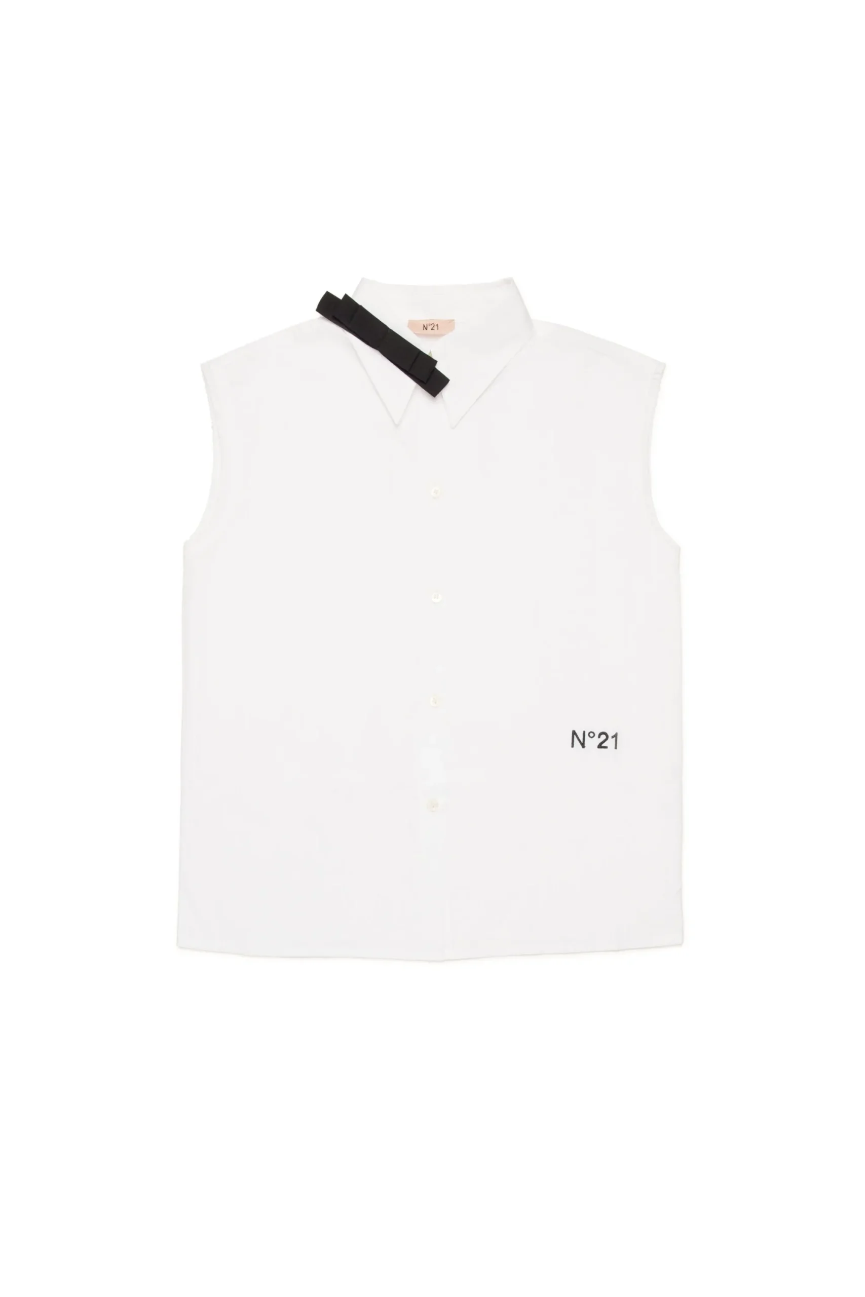 Shirts>N°21 Sleeveless poplin shirt with bow white