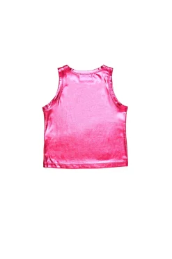 T-Shirts | Oval D By Diesel>DIESEL Sleeveless top with metallic finish strawberry pink