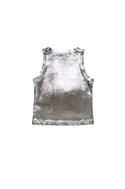 T-Shirts | Oval D By Diesel>DIESEL Sleeveless top with metallic finish silver