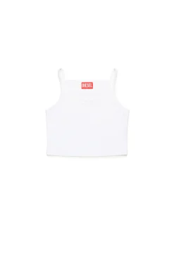 T-Shirts | Oval D By Diesel>DIESEL Sleeveless top with rhinestone Oval D logo white
