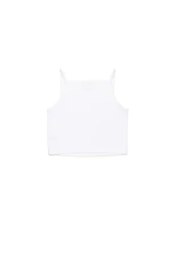 T-Shirts | Oval D By Diesel>DIESEL Sleeveless top with rhinestone Oval D logo white