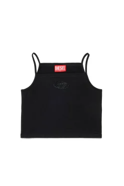 T-Shirts | Oval D By Diesel>DIESEL Sleeveless top with rhinestone Oval D logo black
