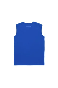 T-Shirts | Logomania>MM6 MAISON MARGIELA Sleeveless T-shirt branded with numeric logo brilliant blu