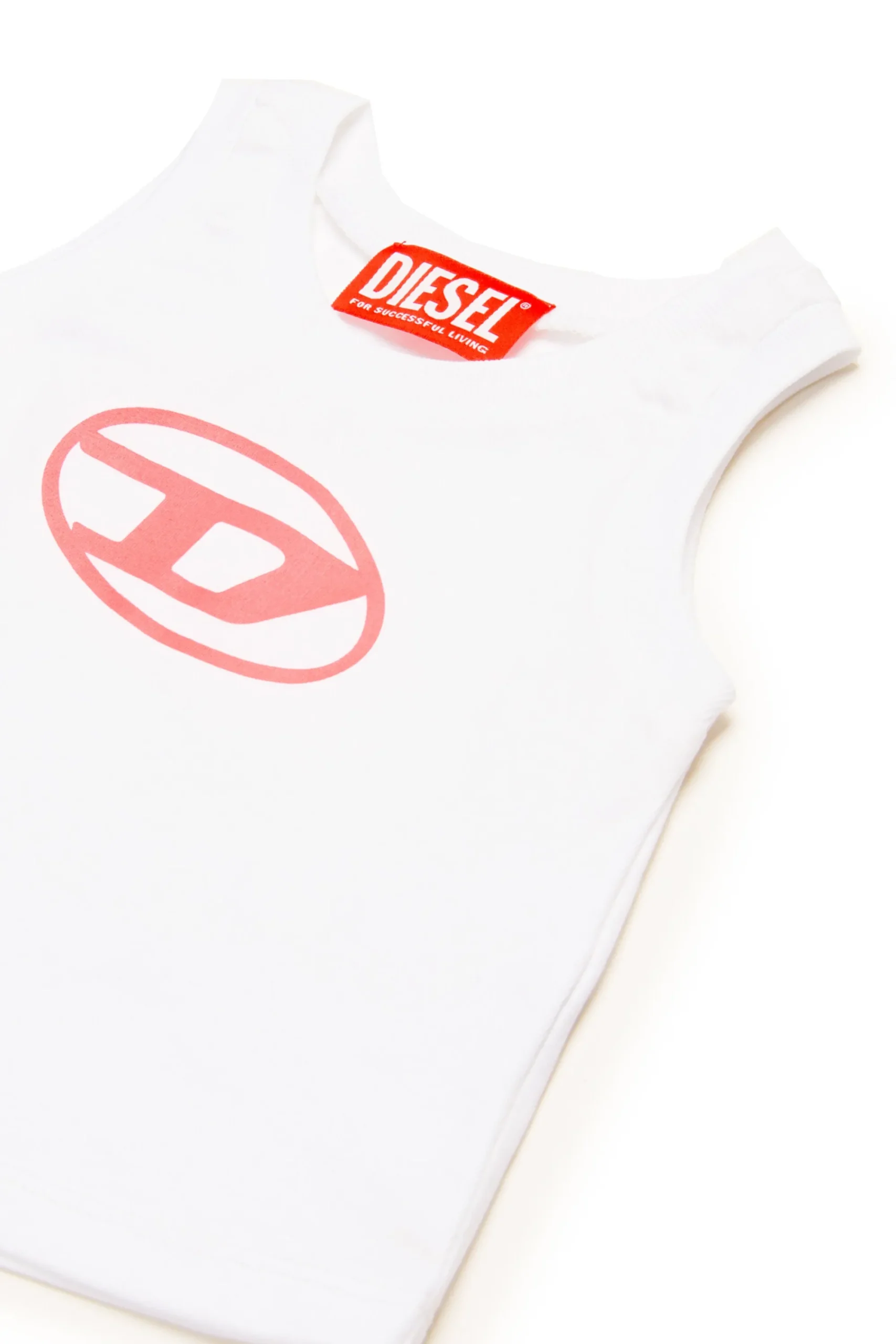 Swimwear | Oval D By Diesel>DIESEL Sleeveless T-shirt branded with Oval D logo white