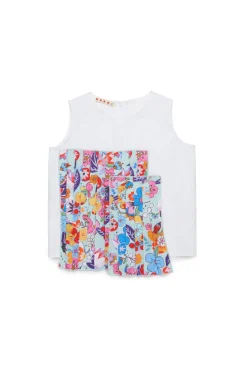 Shirts>MARNI Sleeveless T-shirt with allover pleats Holiday placid blue