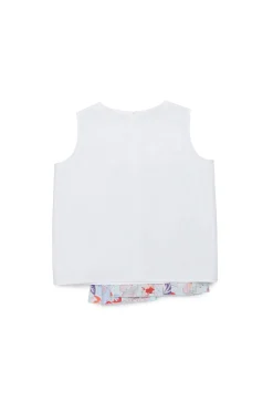 Shirts>MARNI Sleeveless T-shirt with allover pleats Holiday placid blue