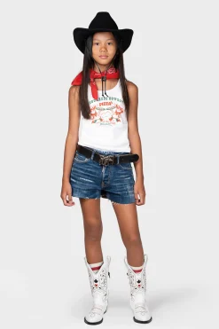 T-Shirts | T-Shirts>DSQUARED2 Sleeveless T-shirt with Cowboy Pizza graphics white