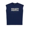 T-Shirts | Logomania>DSQUARED2 Sleeveless T-shirt with Milano logo dark blue