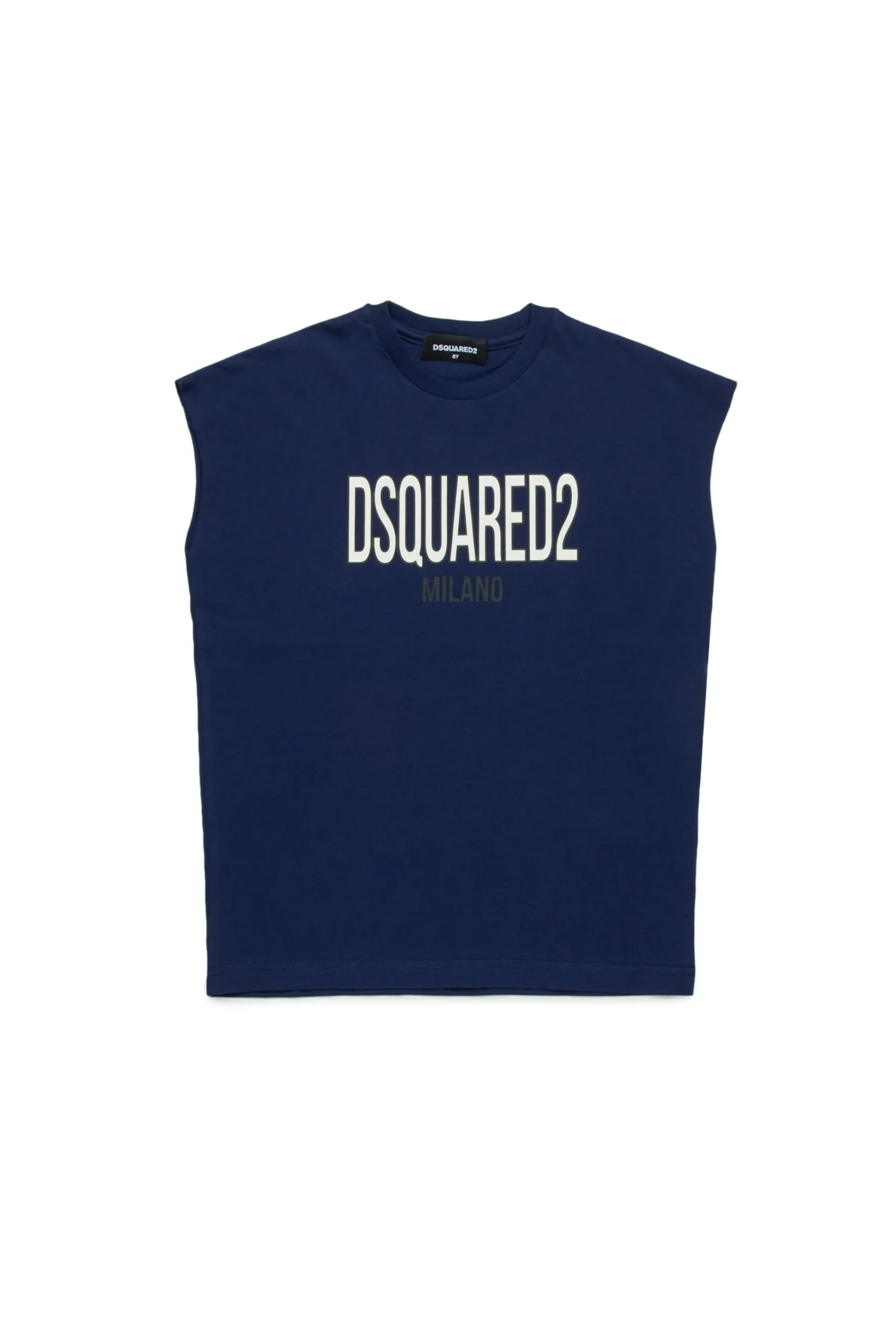 T-Shirts | Logomania>DSQUARED2 Sleeveless T-shirt with Milano logo dark blue