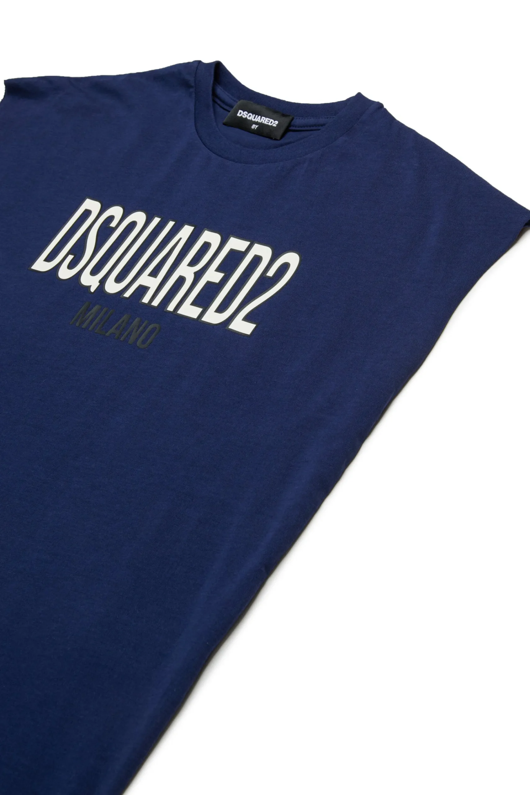 T-Shirts | Logomania>DSQUARED2 Sleeveless T-shirt with Milano logo dark blue
