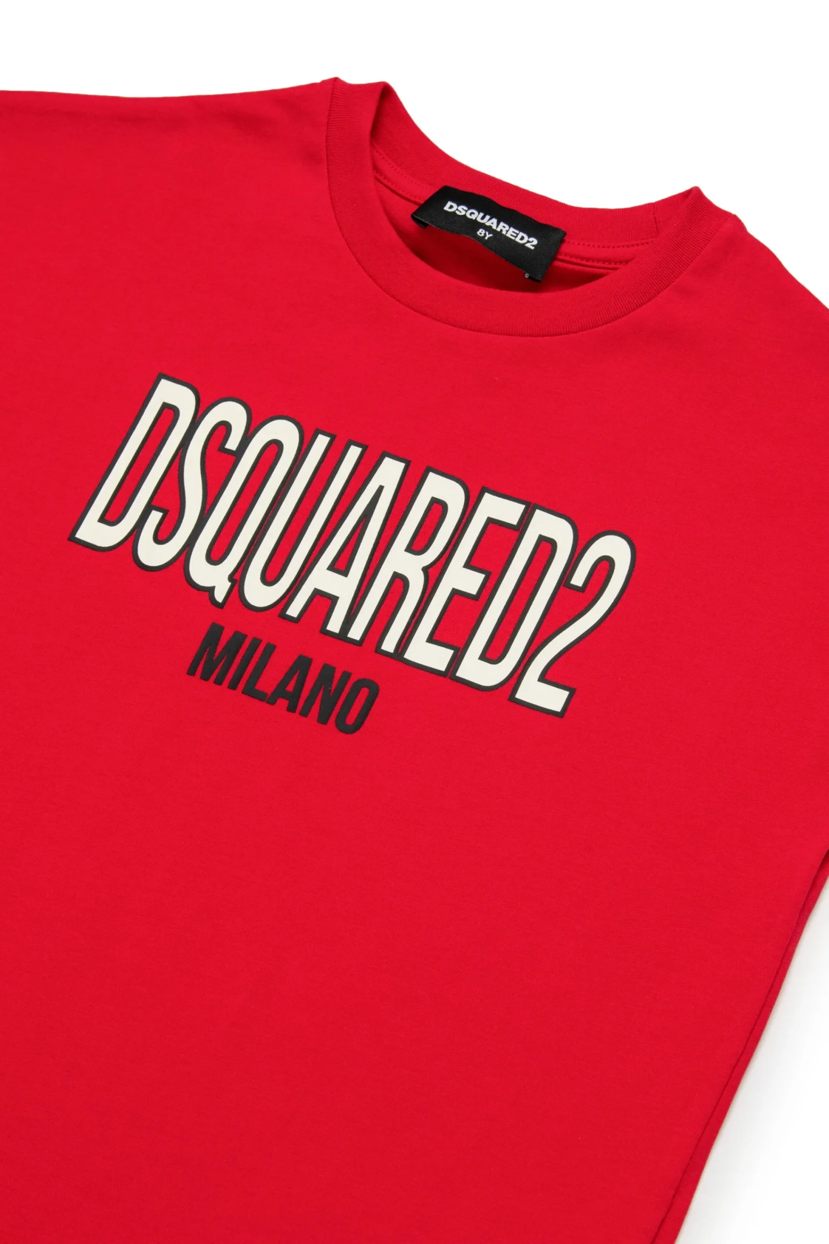 T-Shirts | Logomania>DSQUARED2 Sleeveless T-shirt with Milano logo tango red