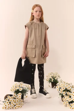 Dresses>MM6 MAISON MARGIELA Sleeveless twill dress with pockets beige