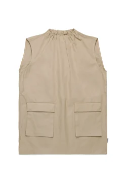 Dresses>MM6 MAISON MARGIELA Sleeveless twill dress with pockets beige
