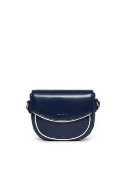 Bags And Backpacks>MARNI Smile Bag in coated fabric with shoulder strap blue navy