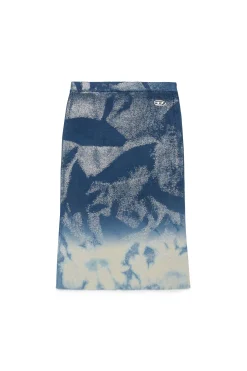 Skirts>DIESEL Solarised denim-effect knitted skirt blue denim