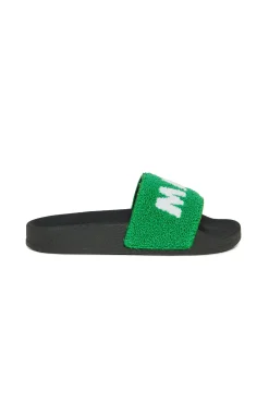 Slippers And Sandals | Slippers And Sandals>MARNI Sponge slide slippers with maxi logo green