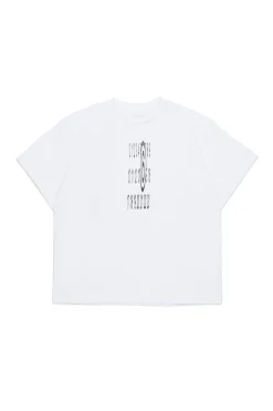 T-Shirts | Logomania>MM6 MAISON MARGIELA Stretched logo jersey T-shirt white