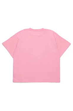 T-Shirts | Logomania>MM6 MAISON MARGIELA Stretched logo jersey T-shirt light pink