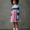 Dresses>DSQUARED2 Striped dress with ruffles and flounces red