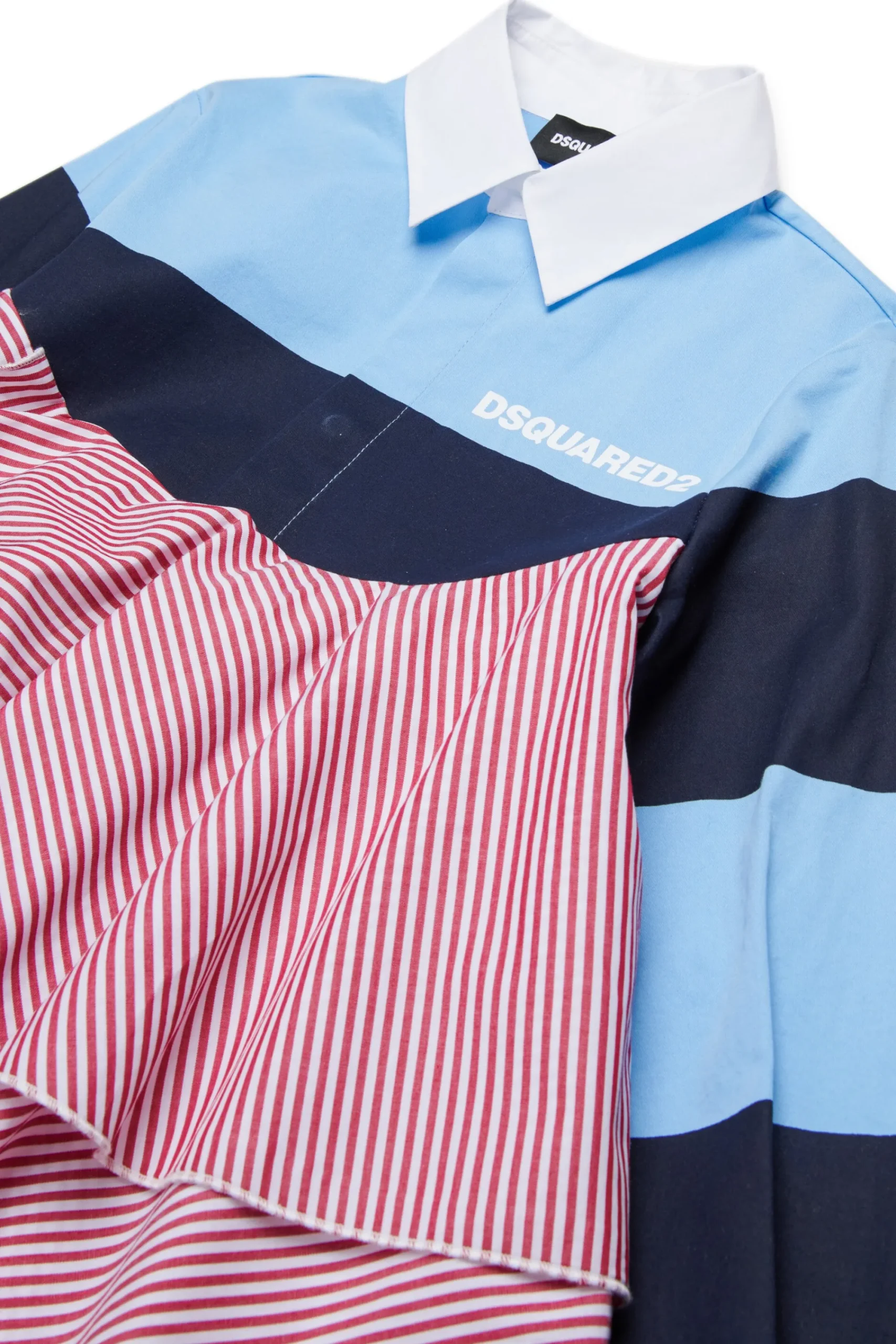 Dresses>DSQUARED2 Striped dress with ruffles and flounces red