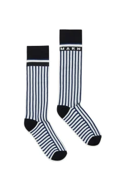 Socks>MARNI Striped nylon socks white
