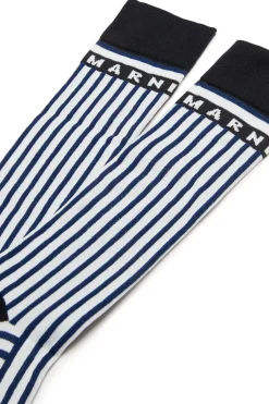 Socks>MARNI Striped nylon socks white