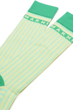 Socks>MARNI Striped nylon socks hangtag yellow
