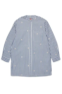 Dresses>MAX&Co. Striped poplin maxi shirt dress royal blue
