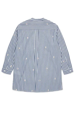 Dresses>MAX&Co. Striped poplin maxi shirt dress royal blue