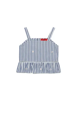 Shirts>MAX&Co. Striped poplin shoulder straps shirt royal blue