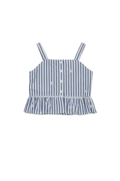 Shirts>MAX&Co. Striped poplin shoulder straps shirt royal blue