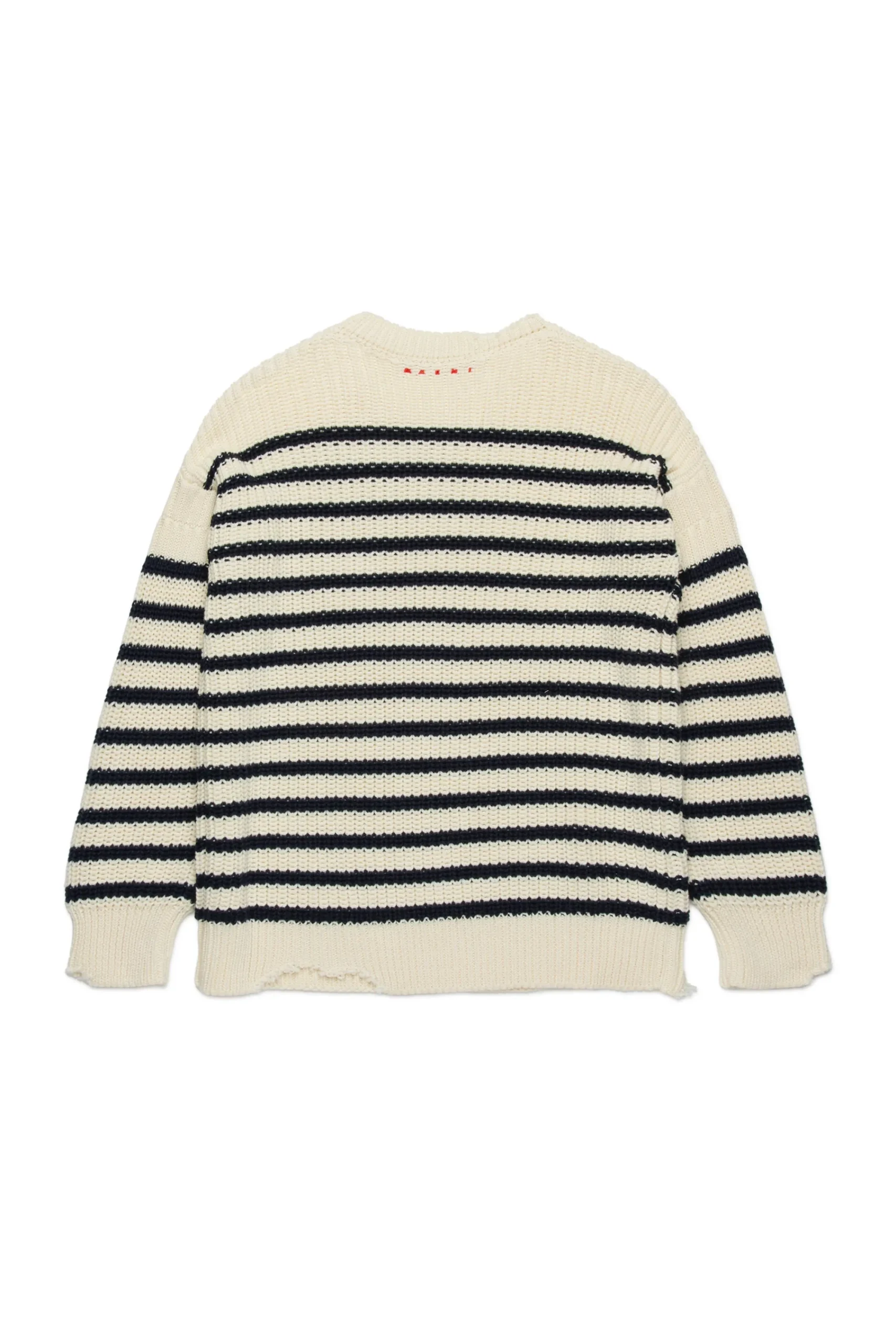 Knitwear | Knitwear>MARNI Striped pullover with rips blue navy