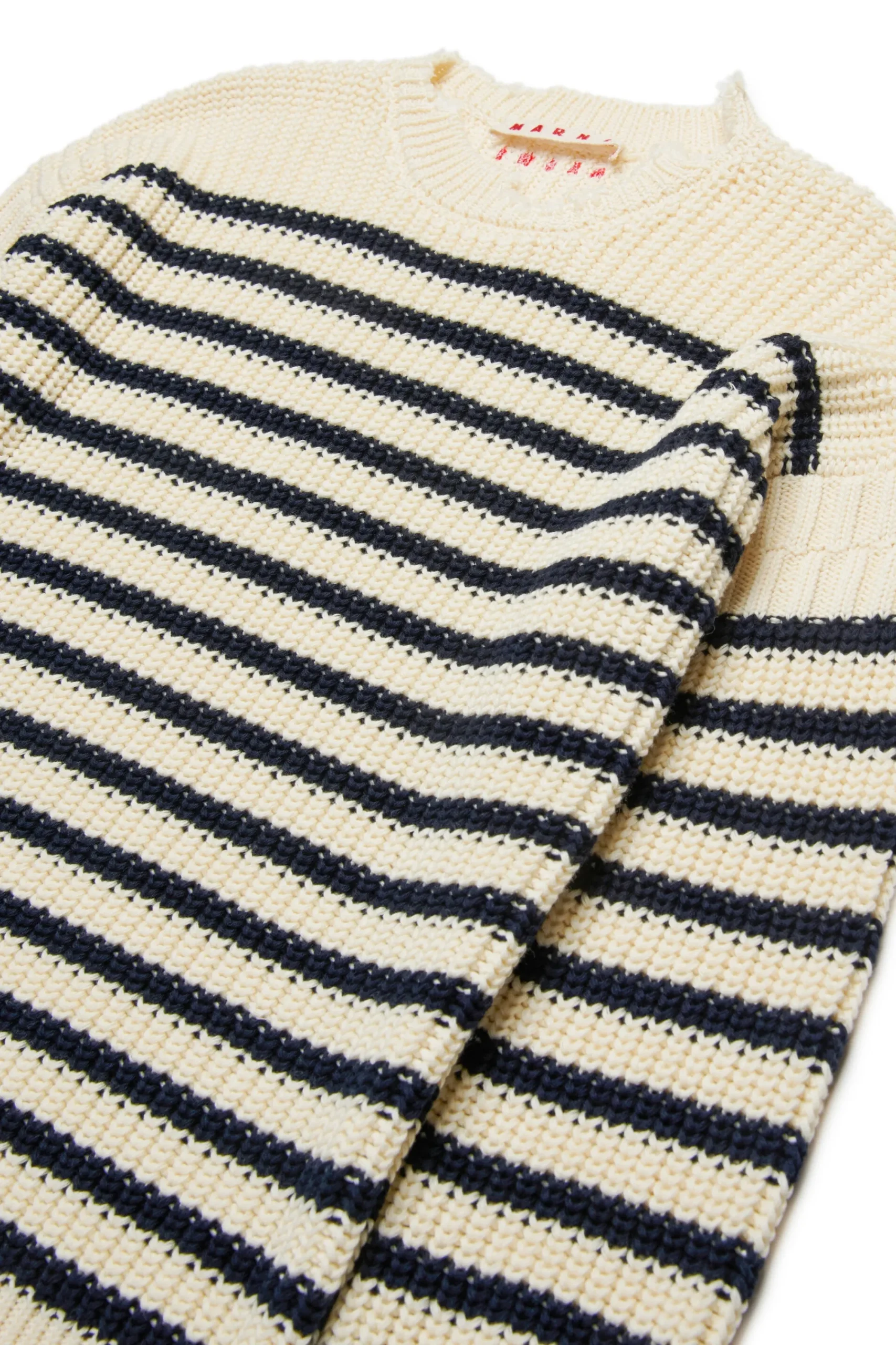 Knitwear | Knitwear>MARNI Striped pullover with rips blue navy