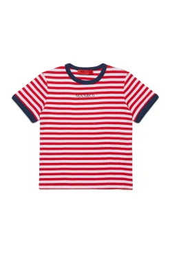 T-Shirts>MAX&Co. Striped T-shirt with logo fiery red