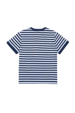 T-Shirts>MAX&Co. Striped T-shirt with logo bluette