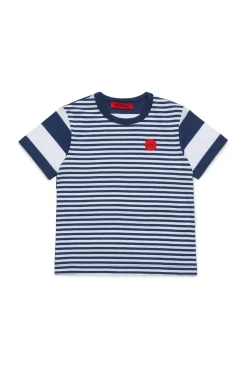 T-Shirts>MAX&Co. Striped T-shirt with patches bluette