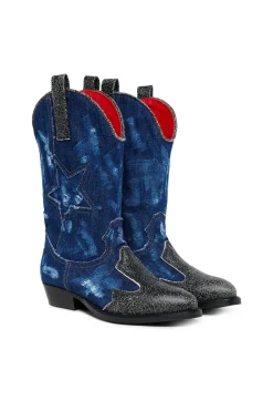 Boots And Combat Boots | Boots And Combat Boots>DSQUARED2 Super Star denim Texan boots blue denim
